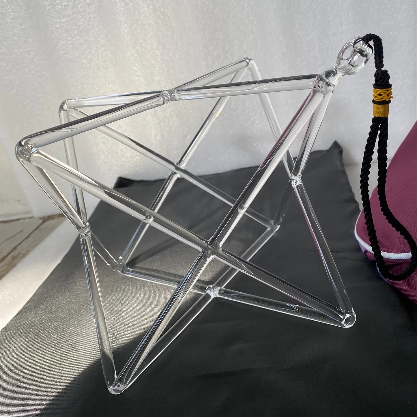 9inch clear Crystal singing Merkaba double pyramids for sound healing music therapy and chakra balancing
