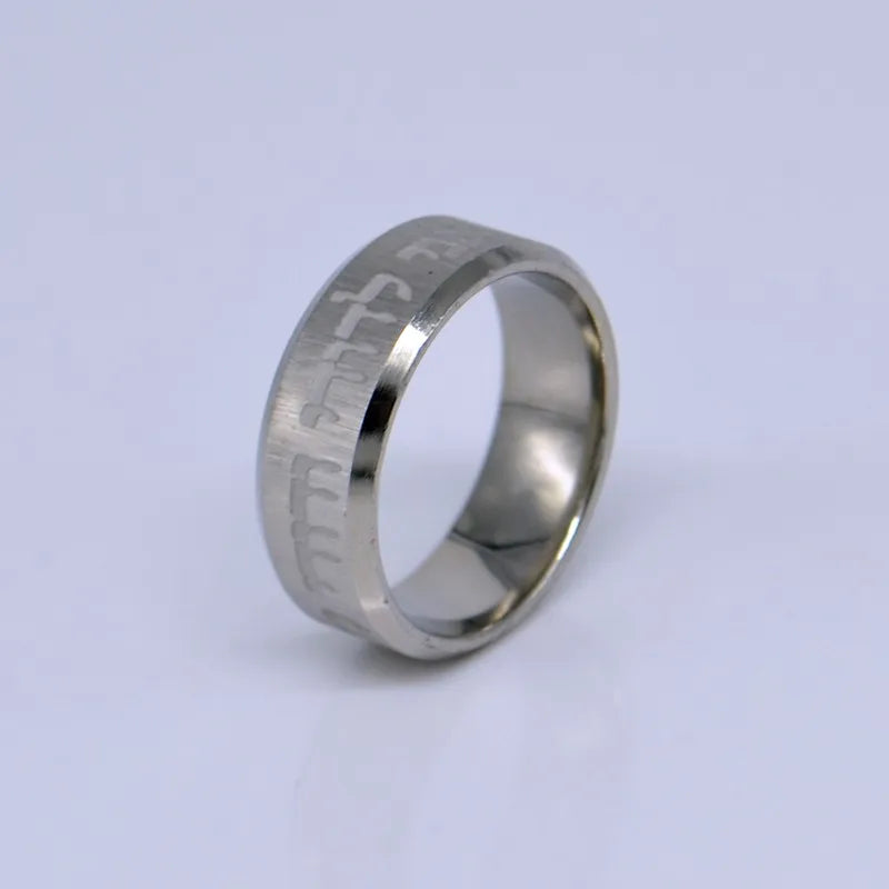 Israel Hebrew Etched Carving Engraved Stainless Steel Rings Fashion Jewelry