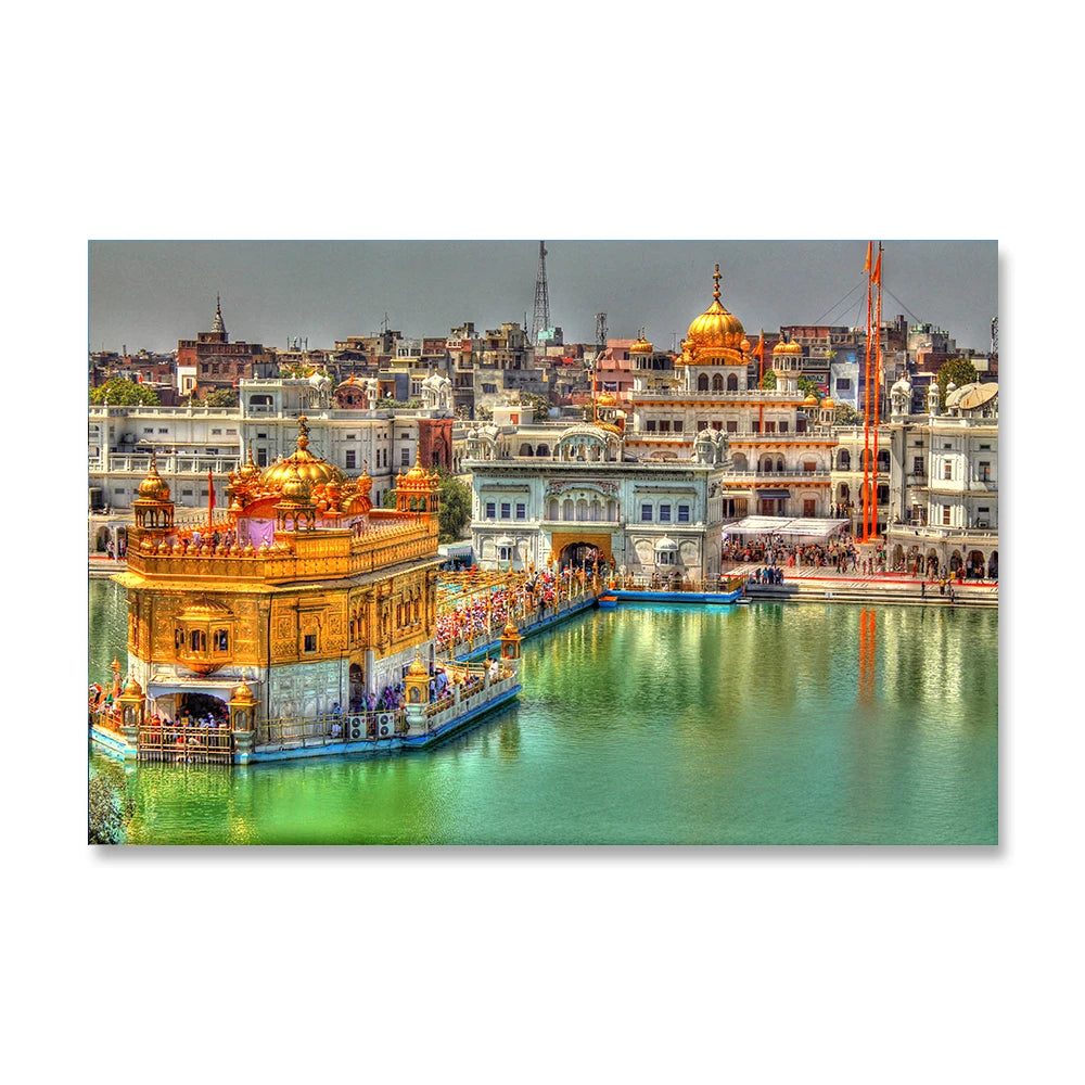 Sikhism Canvas Painting Golden Temple Amritsar Posters Wall Art Hindu Religion Holy Land Pictures for Living Room Decor Unframed