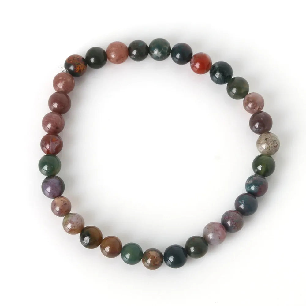 6MM Natural Stone Loose Spacer Beads Bracelet Men Power Charm Bracelet Energy Yoga Mala stretch Bracelets for women