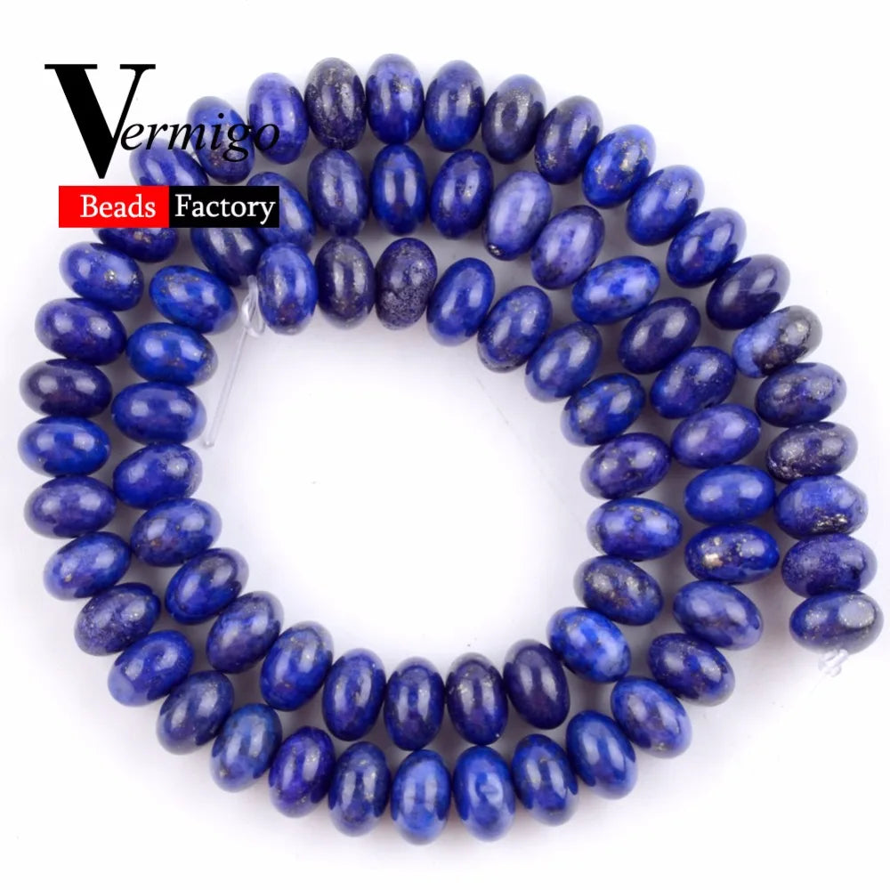 Wholesale Natural Stone Lapis Lazuli Rondelle Beads For Needlework Jewelry Making 2x4x6x8mm Abacus Beads Diy Bracelet 15"