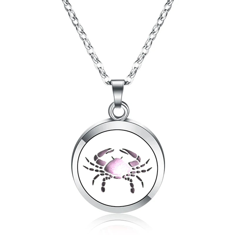 12 Constellations Styles Magnetic Aromatherapy Necklace Jewelry Perfume Pendant Stainless Steel Essential Oil Diffuser Lockets