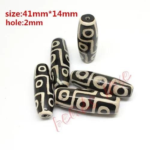 1/2pcs Prayer Mala Tibetan Mystical Dzi 3 Green Eyes Oval Beads DIY Bracelet Necklace Charms Findings For Jewelry Making 8x12mm