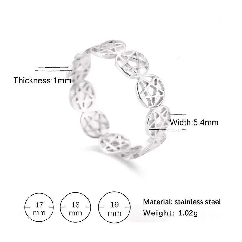 Skyrim Pentagram Hexagon Rings for Women Stainless Steel Star of David Jewish Finger Ring Religious Amulet Anniversary Jewelry