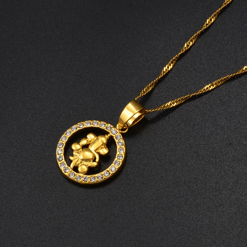 Anniyo Indian Religious Necklace Pendant for Women Girl, Small Yoga Charm Ganesha Pendant, Hindoo Hindu Buddhist OM #000510