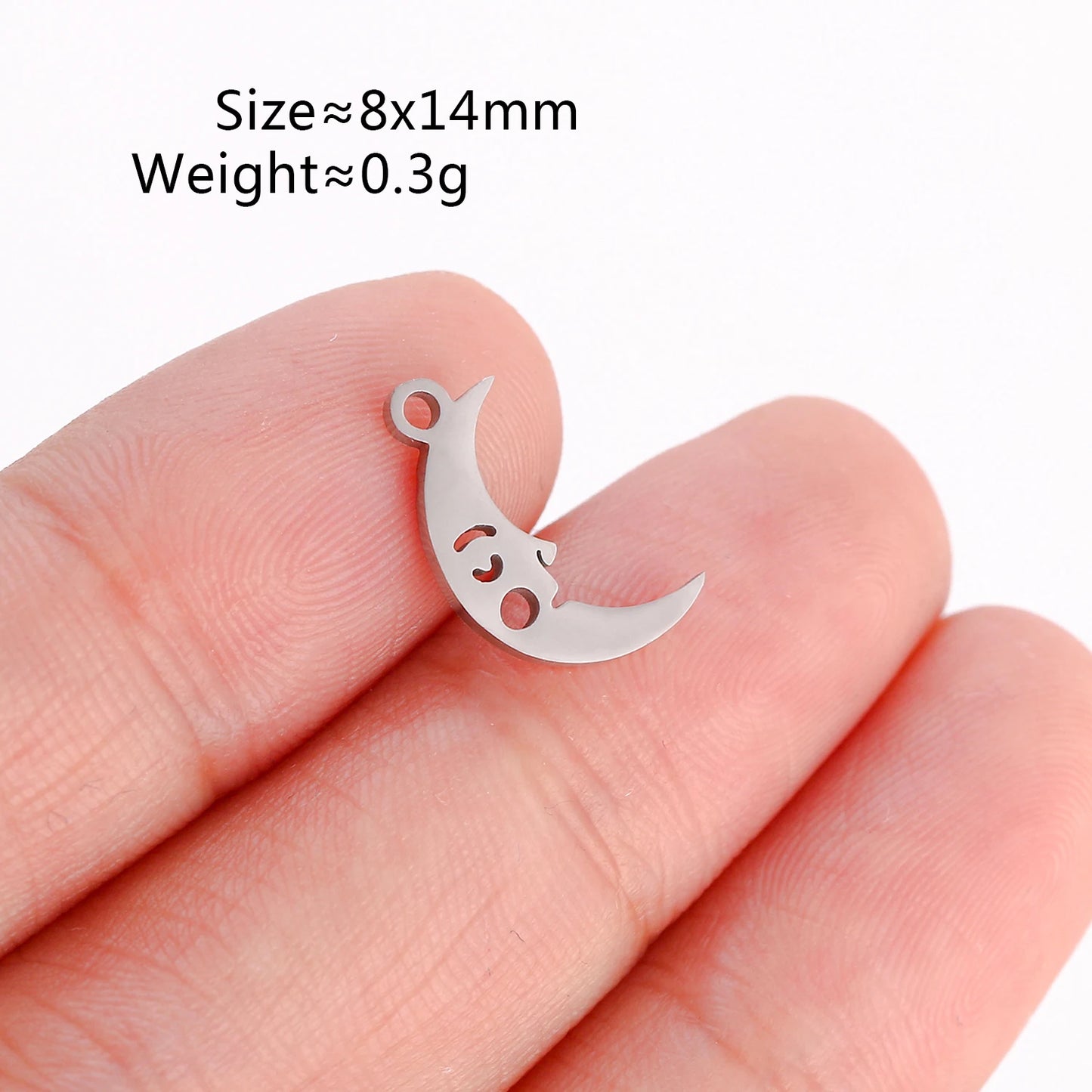 5Pcs Stainless Steel Moon&Sun&Star Charm Jewelry Making Accessories Supplies DIY Necklace Bracelet Celestial Pendants Findings