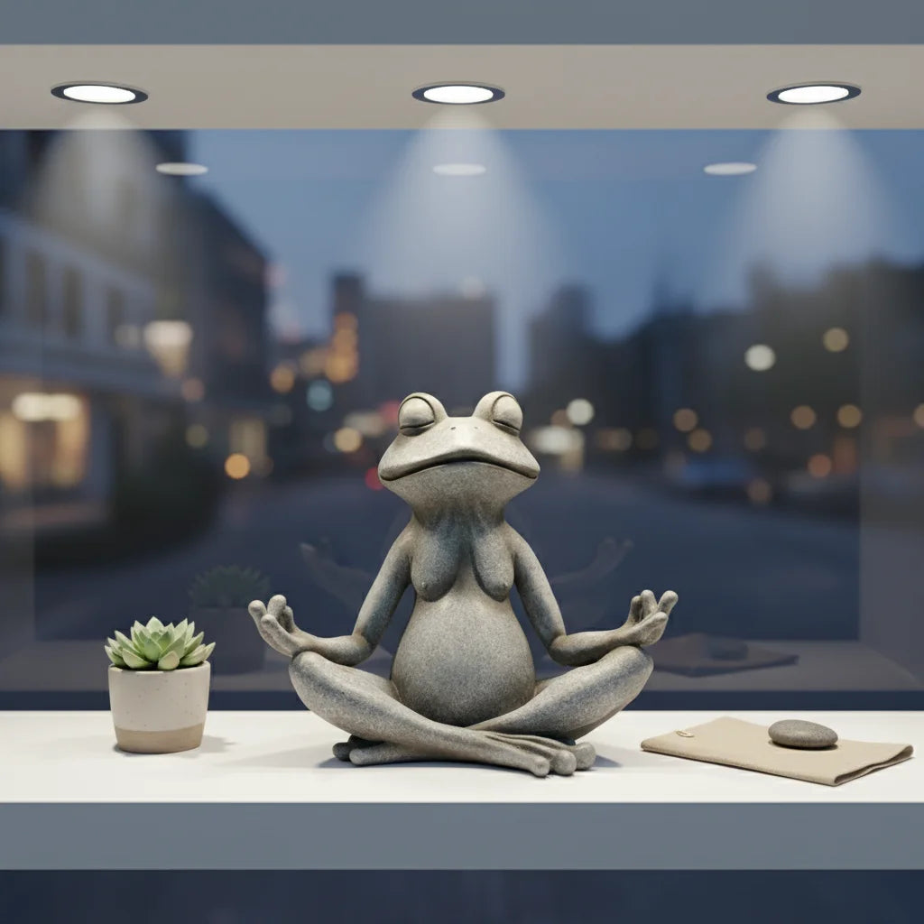 VILEAD Original Design Meditating Frog Sage Resin Zen Artistic Figurine Decorative Garden Statue Home Office Desk Decor