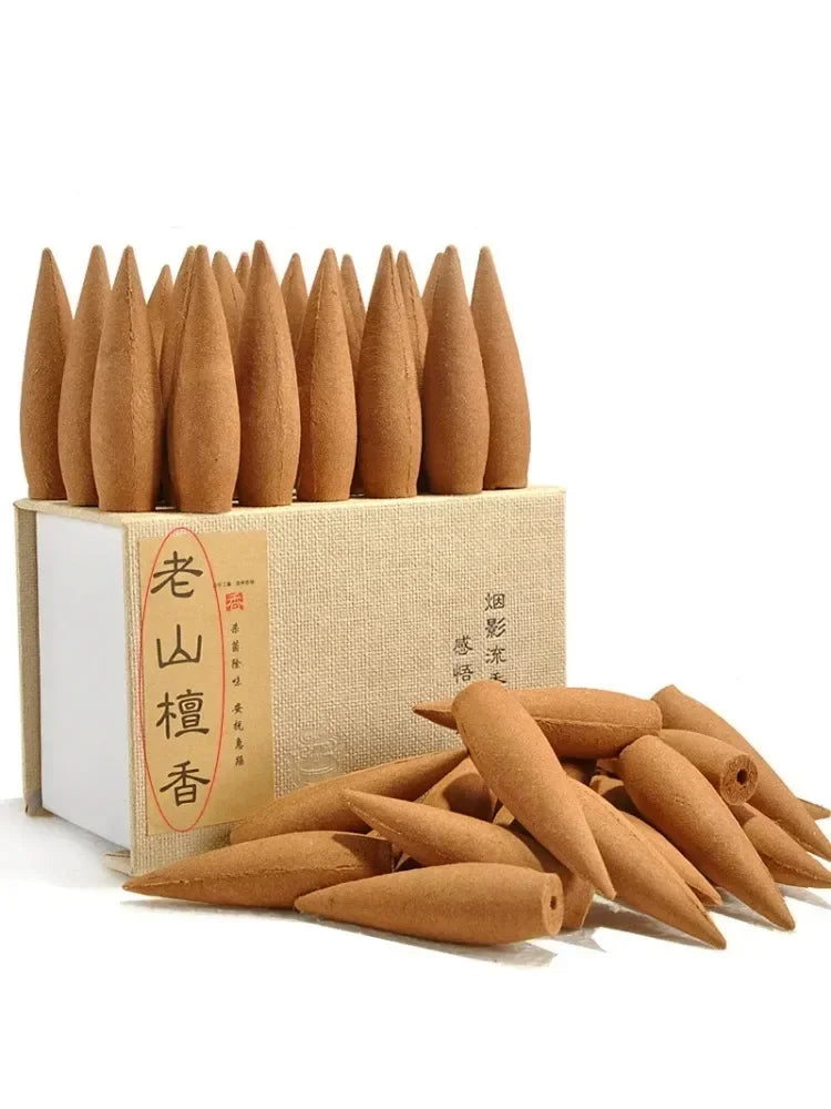 1Box Oversized 30 Minutes Smoke Backflow Tower Incense Cones 22 Pcs Gift Hardcover Sandalwood Incense With Holder Ceramic Burner