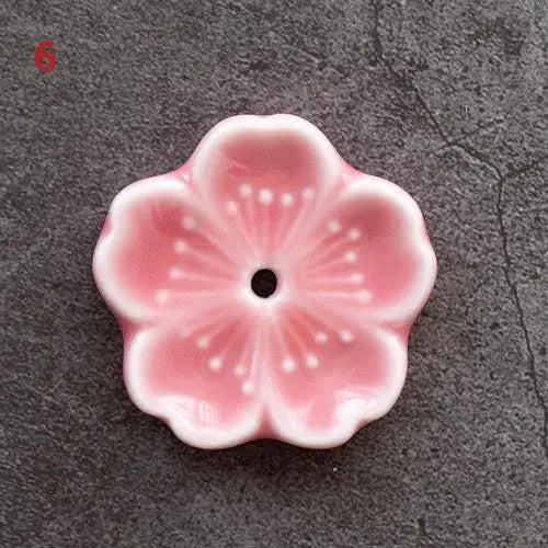 Cherry Blossom Incense Burner Home Ceramic Decor Stick Holder Aromatherapy Censer Office Teahouse Ornament