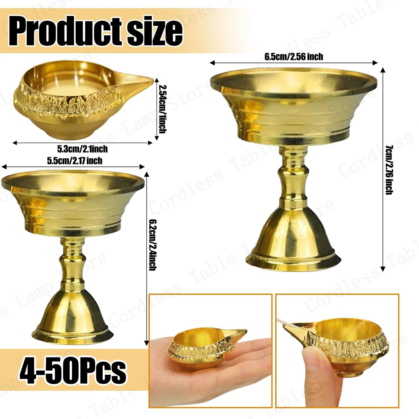 4-50Pcs Diya Brass Oil Lamp Copper Butter Lamp Holder Traditional Indian Oil Lamp For Puja Kuber Indian Diwali Gifts