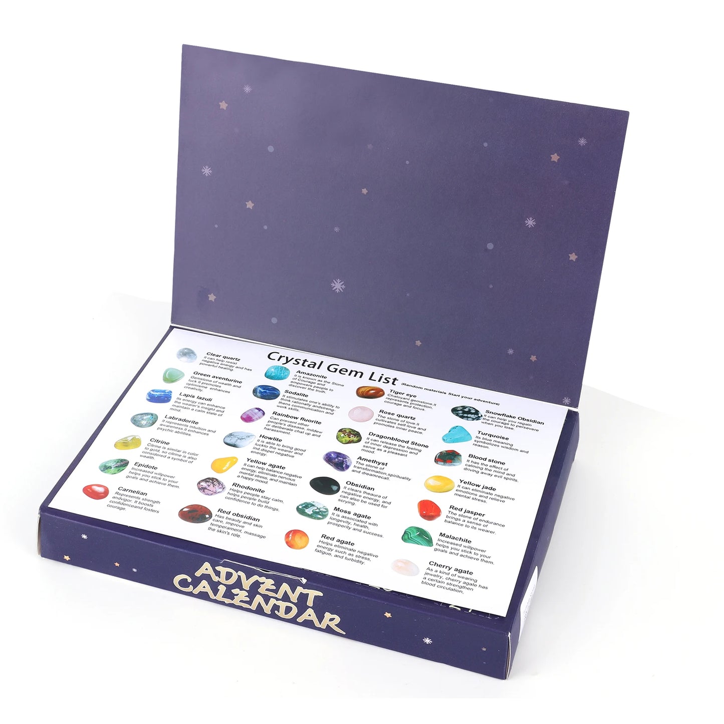 Christmas Advent Calendar Multi-Purpose Crystals Christmas Calendar Natural Healing Stone Calendar Christmas Countdown Gift