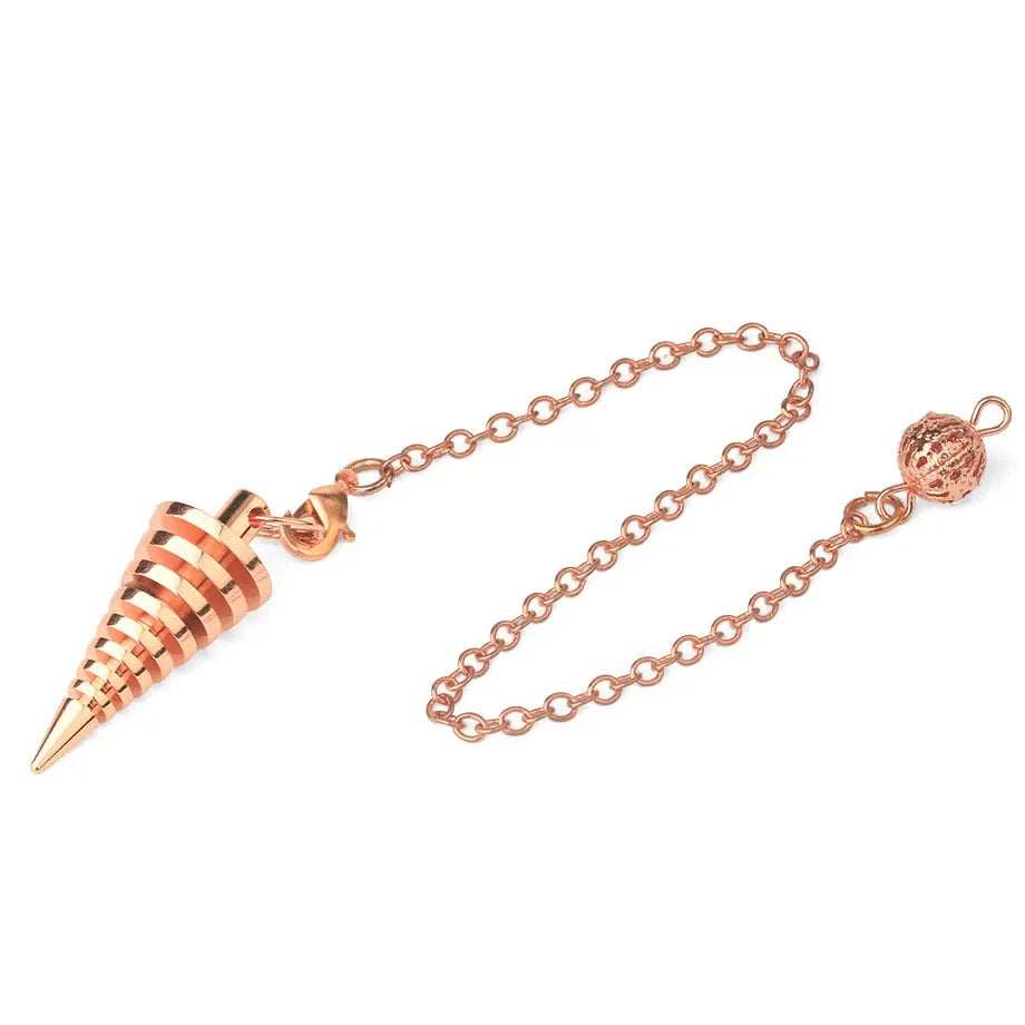 Silver Color Copper Metal Pendulum for Dowsing Divination Energy Reiki Healing Pointed Meditation Witch Spiritual Pendulos X092