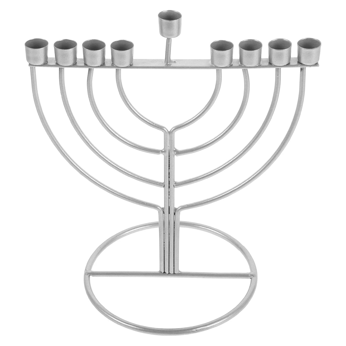 1pc 9-Branch Pillar Stand Hanukkah Menorah Holder Religious Hanukkah Candlestick Ornament Jewish Festival Supplies