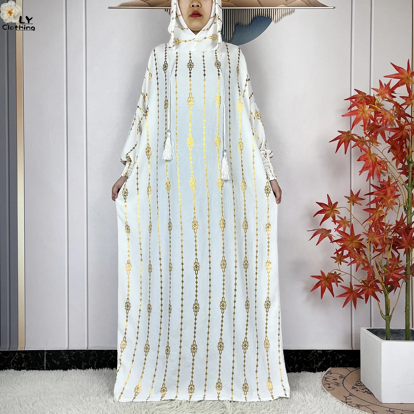New Long Sleeves Two-Hat Abaya Loose Muslim Ramadan For Women Prayer Clothes Dubai Turkey Islam Dress African Kaftan Women Dress
