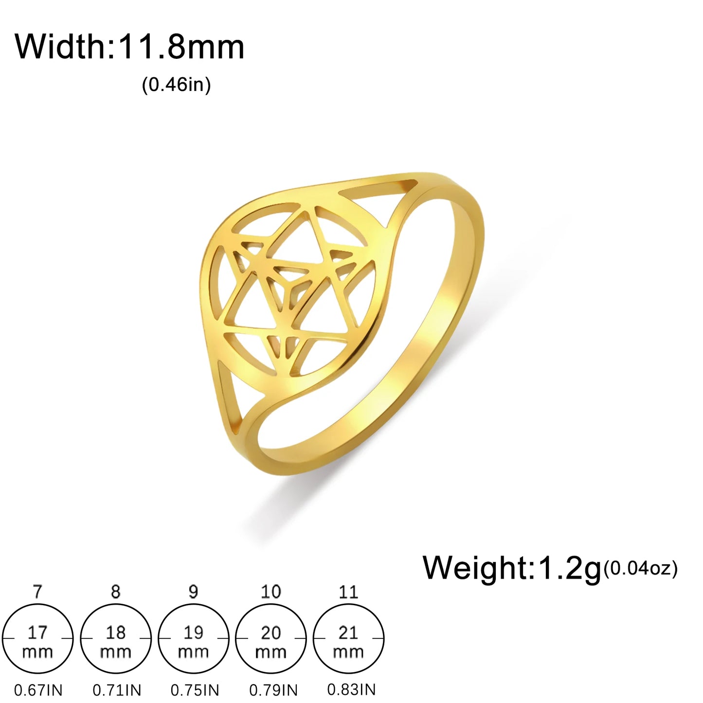 Skyrim Merkaba Star Sacred Geometry Ring Women Stainless Steel Gold Color Finger Rings Wedding Band Meditation Jewelry Wholesale