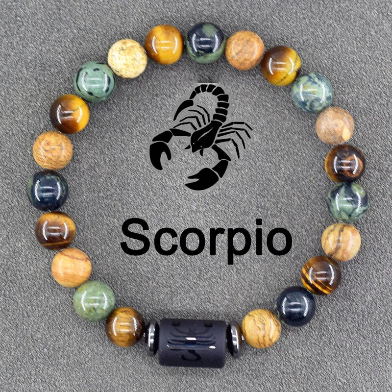 Zodiac Sign Bracelet Homme 12 Constellation Bangles Men Gemini Virgo Leo Libra Bracelet Women Friendship Gift Bracelet on Hand