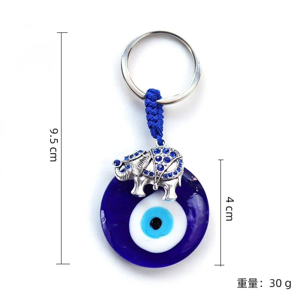 Turkish Blue Evil Eye Keychain Luckly Owl Elephant Butterfly Tortoise Charms With Key Holder Handbag Decorations For Women Men