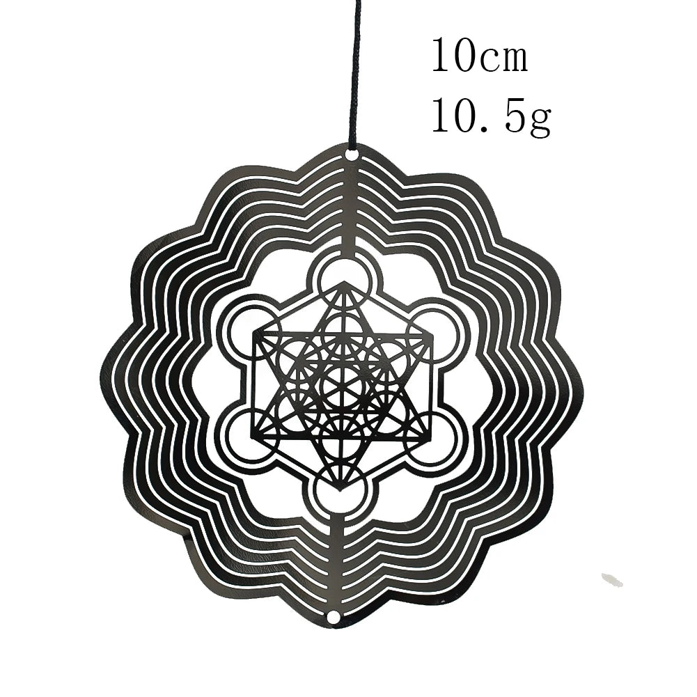 Metatron Cube Wind Spinner Archangel Sacred Geometry Amulet Religious Spiritual Meditation Hanging Decor Rotating Wind Catcher