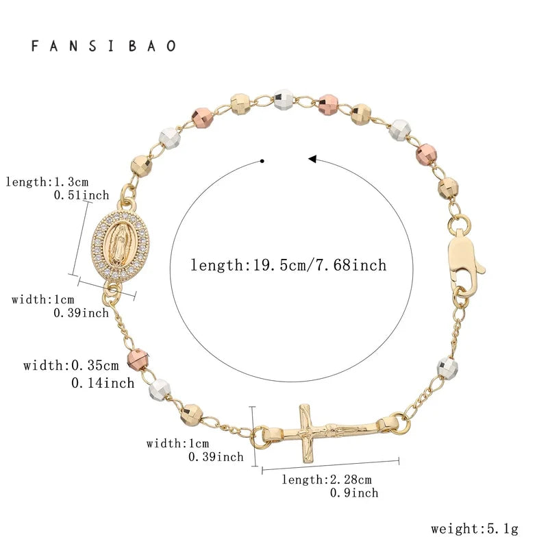 FanSibao Virgin Mary Rosary Bead Bracelet for Women Style Bracelet Fashion Accessories Original Design Bangle Jewelry