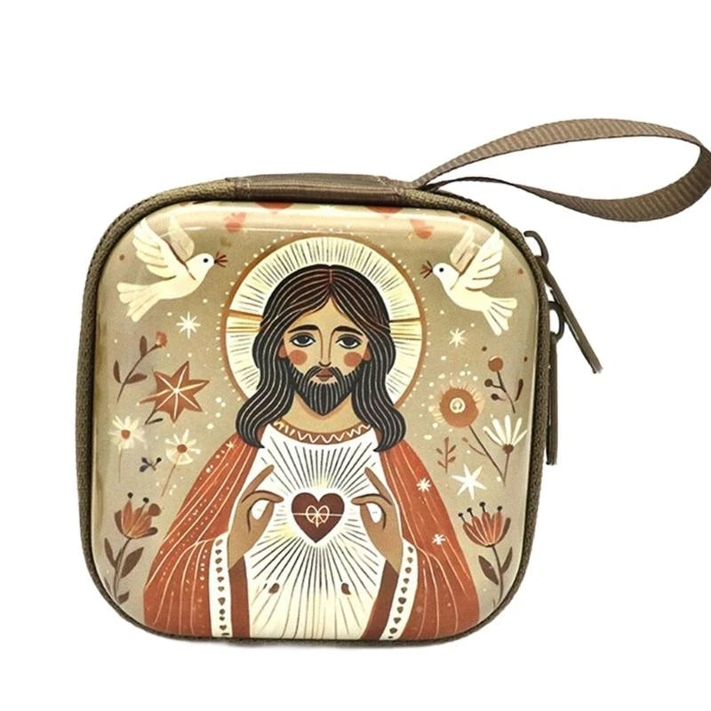 Catholic Rosary Religious Jewelry Storage Box Coin Purse Rosary Prayer Bag