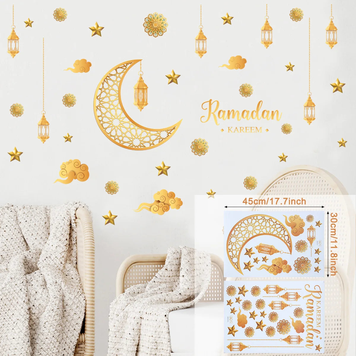 Eid Mubarak Wall Stickers Kareem Ramadan Decoration 2025 For Home Islamic Muslim Party Decor Mubarak Ramadan Window Sticker Gift
