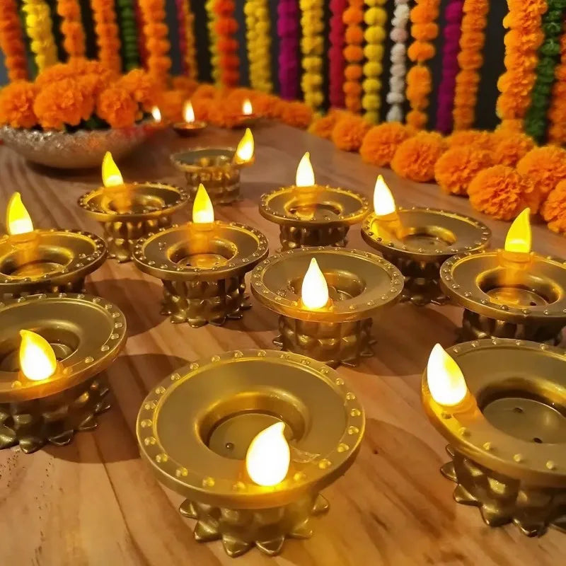 AB41-LED Diwali Diya Water Sensor Lights 24 Pcs, Waterproof Flameless Tea Lights For Home, Temple, Pooja, Return Gifts