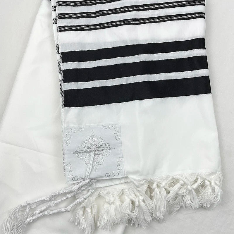 Judaica Israel Jewish Talit Black Polyester Large Size Gadol Prayer Shawl Tallit With Bag 140x190cm