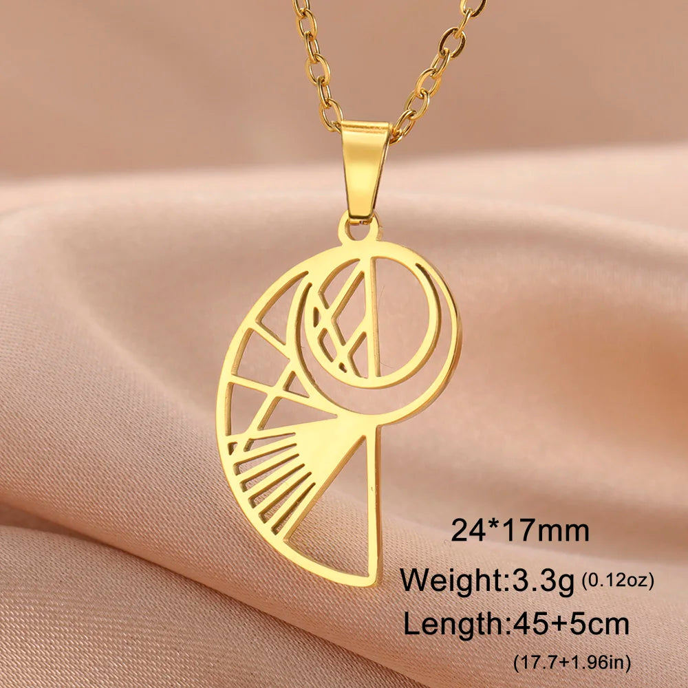 Dawapara Fibonacci Spiral Necklace Sacred Geometry The Golden Ratio Pendant Stainless Steel Jewelry Valentine's Day Gift