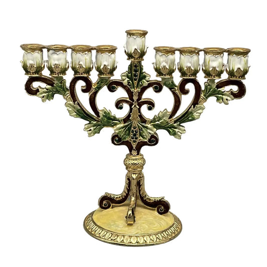 Hanukkah Menorah Hand Painted Candlestick Sturdy Base Tabletop 9 Branches Candle