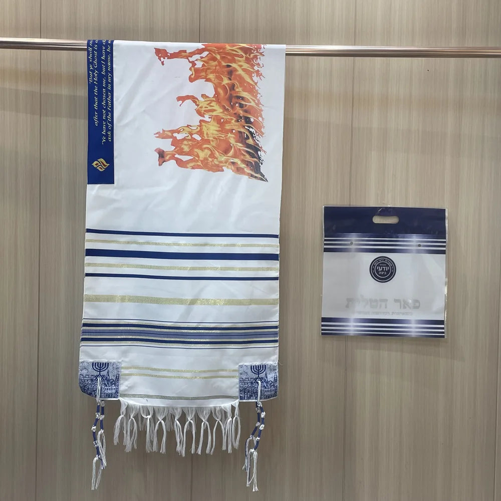 Tallit Messianic Scarf Fire Style Prayer Talit Jerusalem Hanukkah Shawl Women Men Israel Talitnia Prayer Shawl for Christian