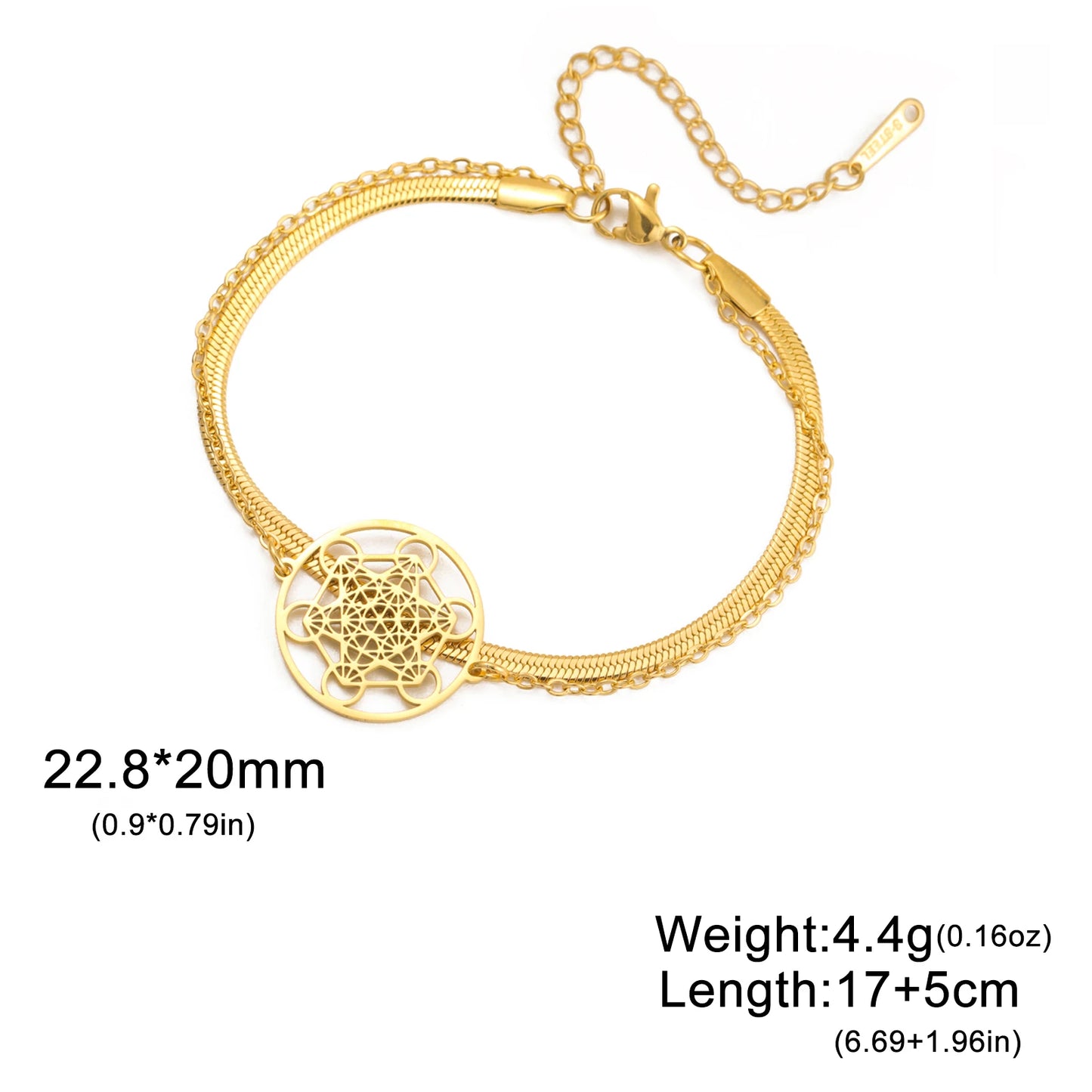 Skyrim Archangel Seal Metatron Pendant Bracelet Stainless Steel Male Female Buddhist Hindu Talisman Sacred Geometry Jewelry Gift