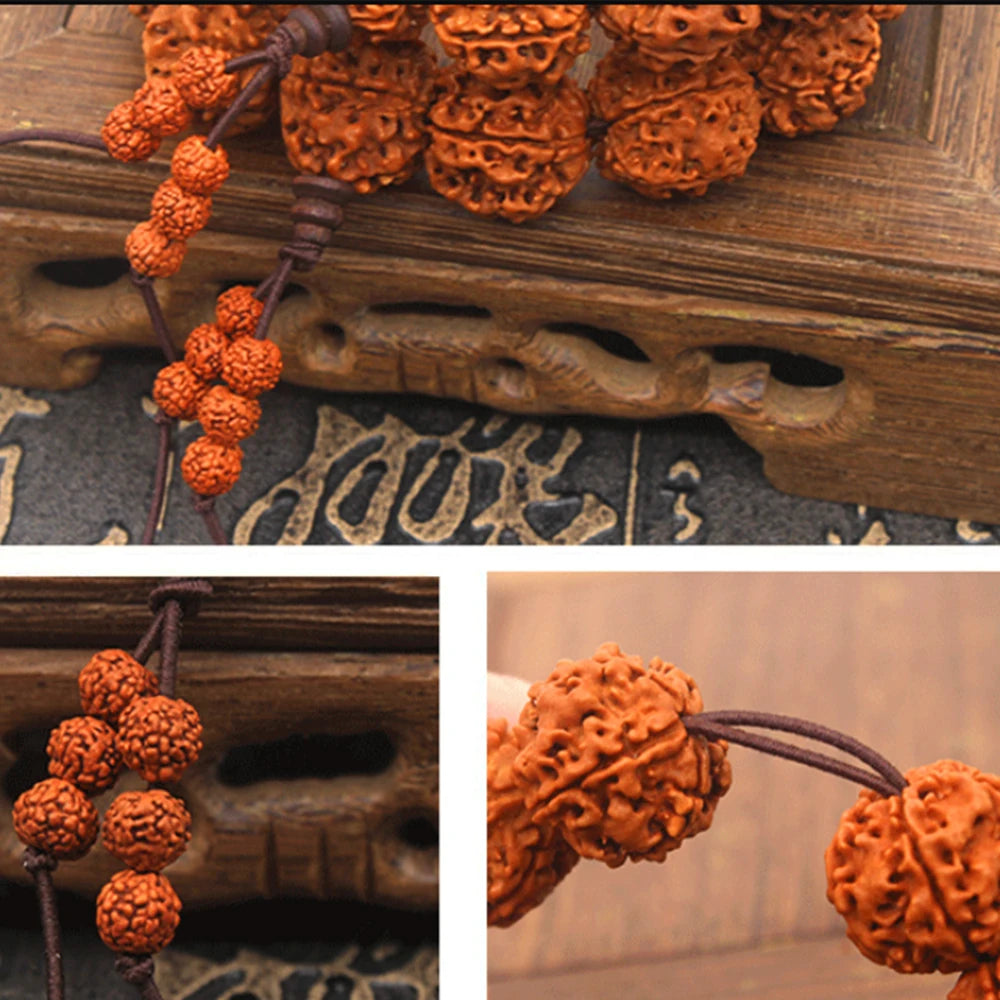 18mm 5 Mukhi Rudraksha Mala Rosary Bracelet Bodhi Tibetan Buddhism Bracelet Yoga Healing Prayer Chakras Energy Amulet