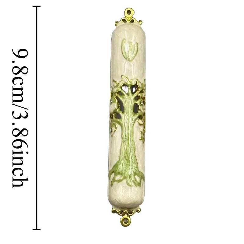 Handcrafted Enamel & Alloy Mezuzah Case with Kosher Scroll, Elegant Judaica Gift for Home Blessing & Doorpost Protection