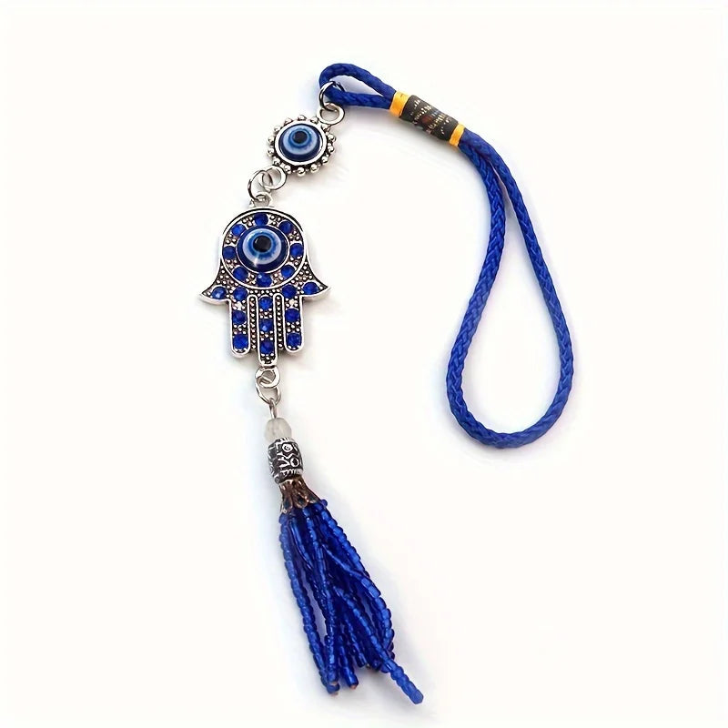 1pc Devil's Eye Horseshoe-shaped Blue Eye Rhinestone Lucky Decoration Pendant, Keychain & Car Hanger