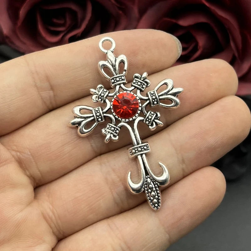 5pcs Ornate Black Gothic Cross Pendant Crystal Cross Pendant Designer Charms Fit Jewelry Making DIY Handmade Jewelry Findings