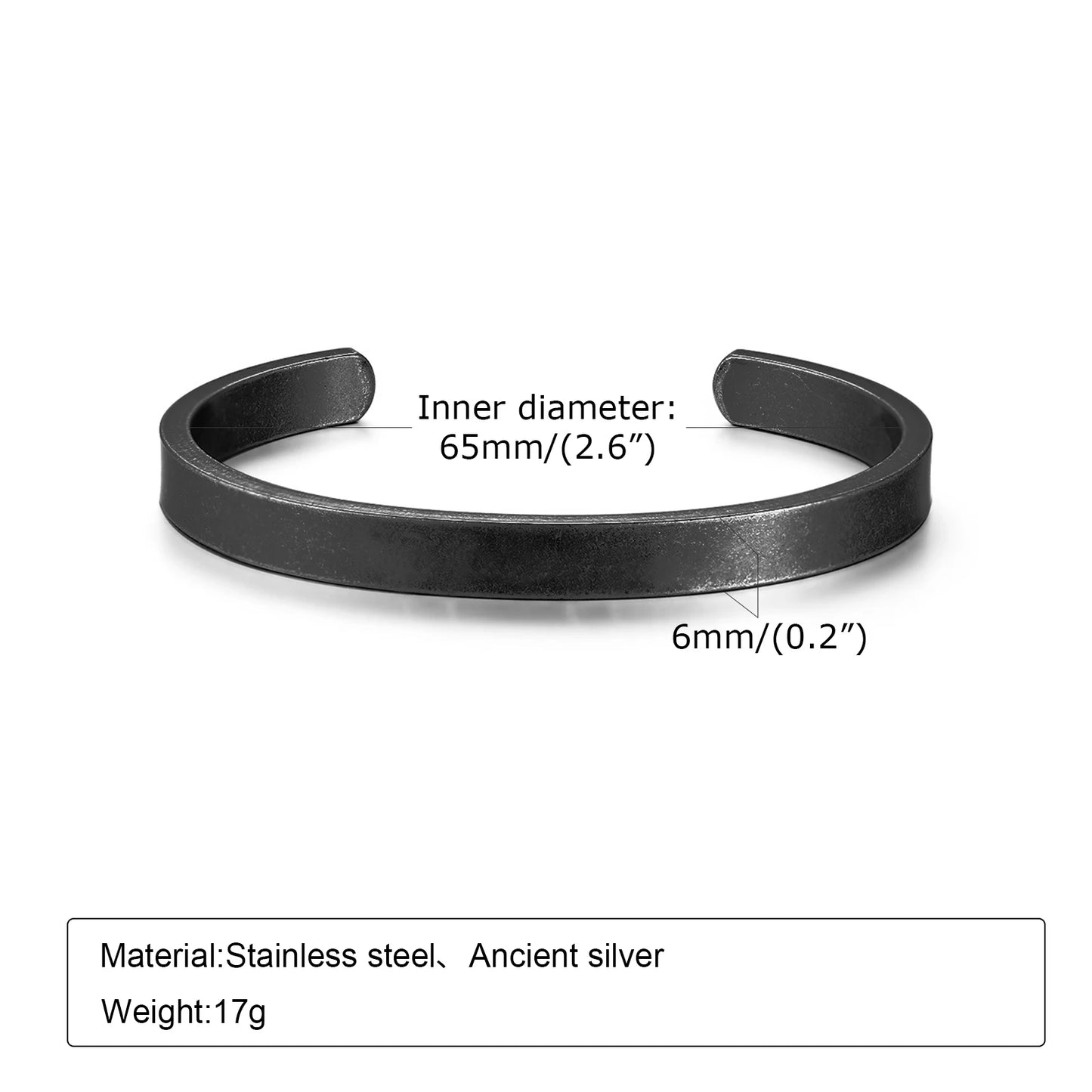 Vnox Oxdized Open Stainless Steel Bangle for Men Women, Basic Metal Cuff Bracelets, Retro Jewelry Christmas Birthday Gift