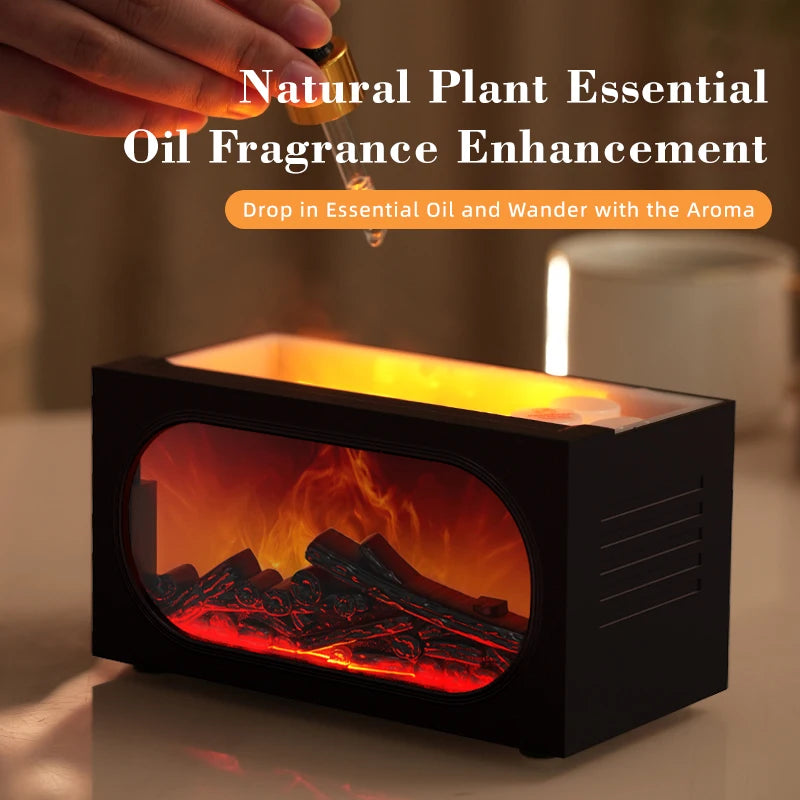 Fireplace Humidifier Aroma Flame Humidifier Fragrance Diffuser Aromatherapy Essential Oil Diffuser Fire Humidifier for Home Room