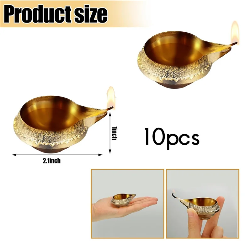 Alloy Metal Oil Lamp 10 Pcs Kuber Diya For Diwali Decoration Traditional For Diya Vilakku For Puja Pooja In India