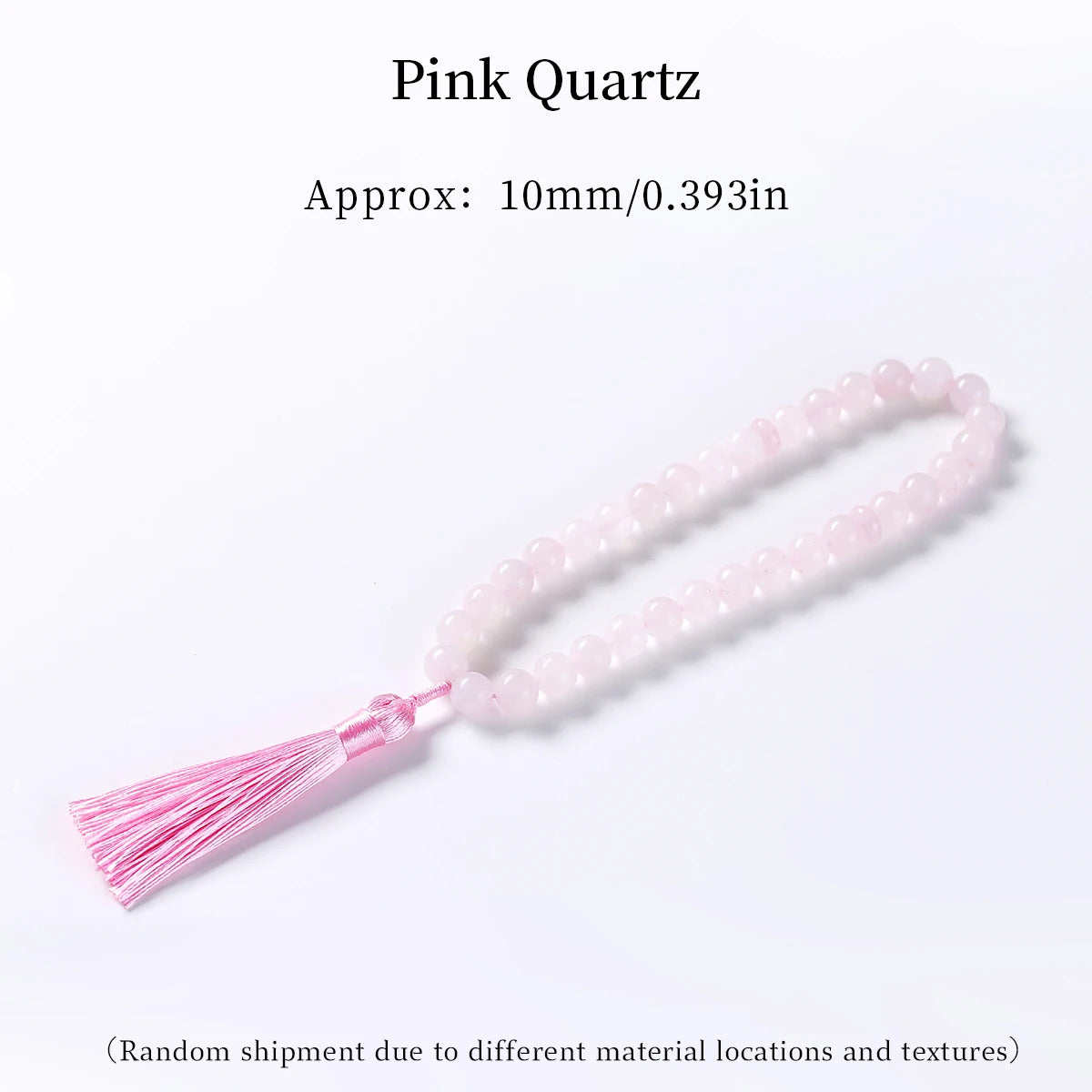 JD 10mm Natural Rose Quartz Bracelet Tassel Pendant 33 Prayer Beads Islamic Muslim Tasbih Allah Mohammed Rosary For Women Men