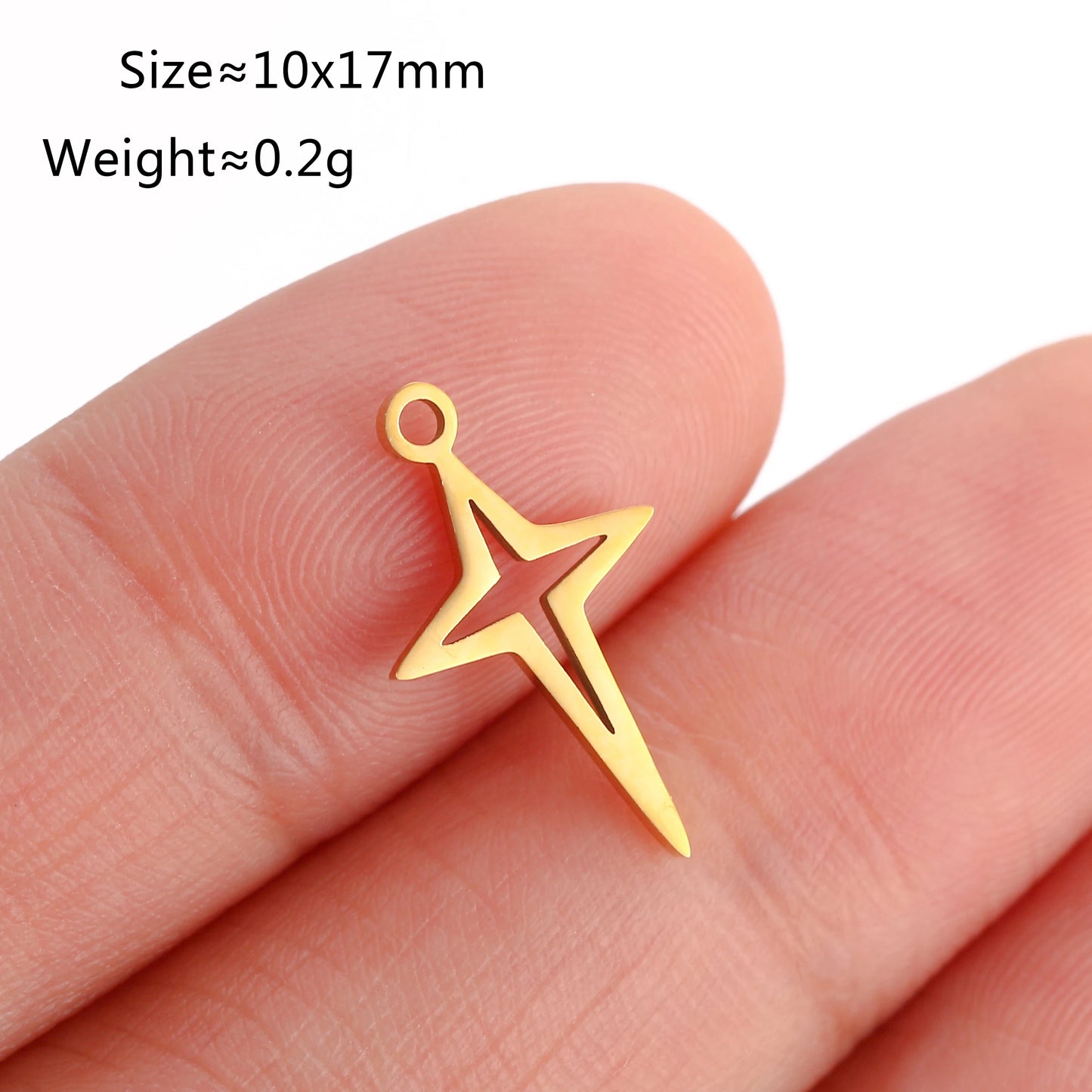 5PCS/Lot Celestial Mini Star Charms Stainless Steel Pentagram/Astral/Meteor/Moon Pendant DIY for Earring Bracelet Jewelry Making