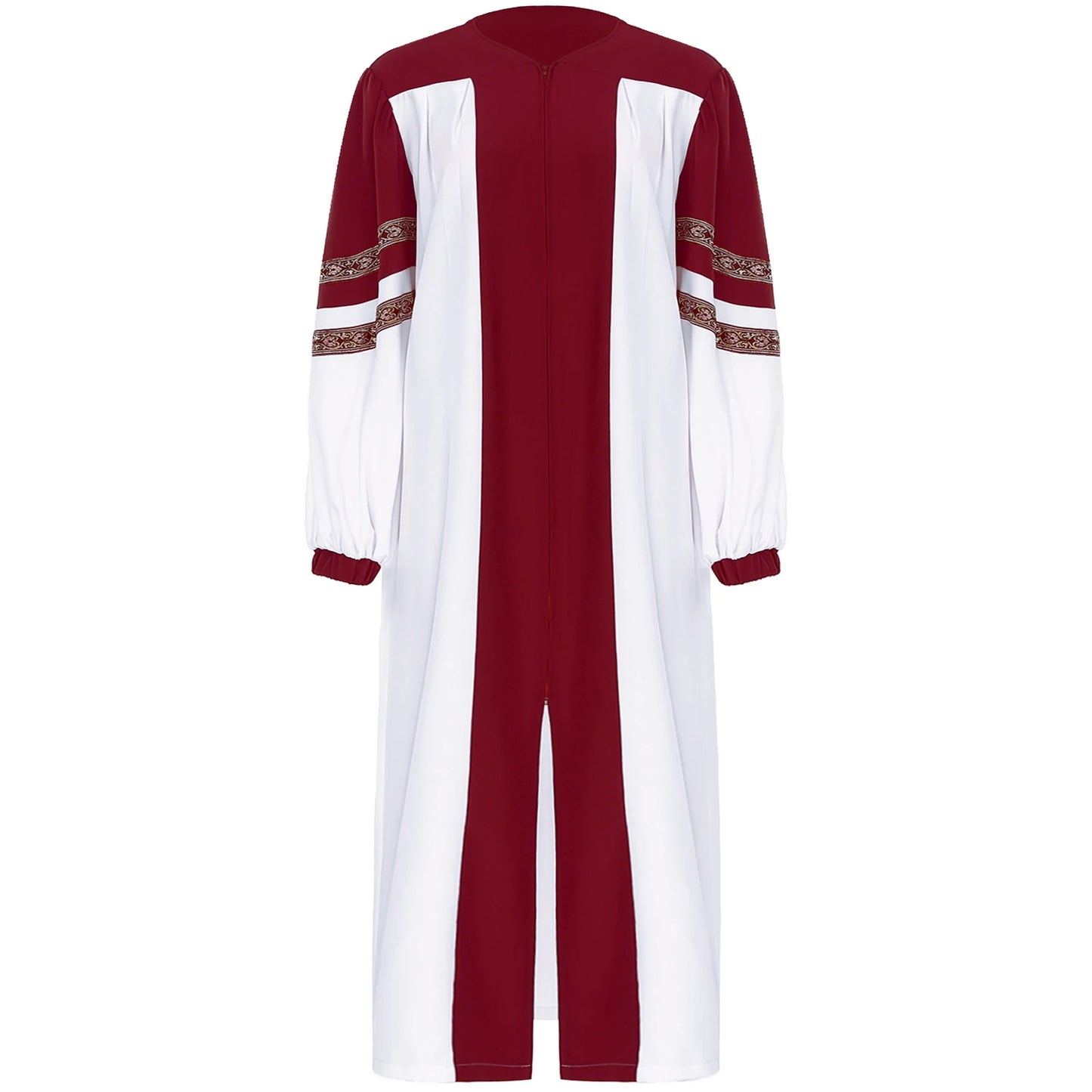 Women Men Pastor Gown Church Choir Robe Halloween Catholic Clergy Cosplay Costume Long Sleeve Zipper Christian Priest Dress