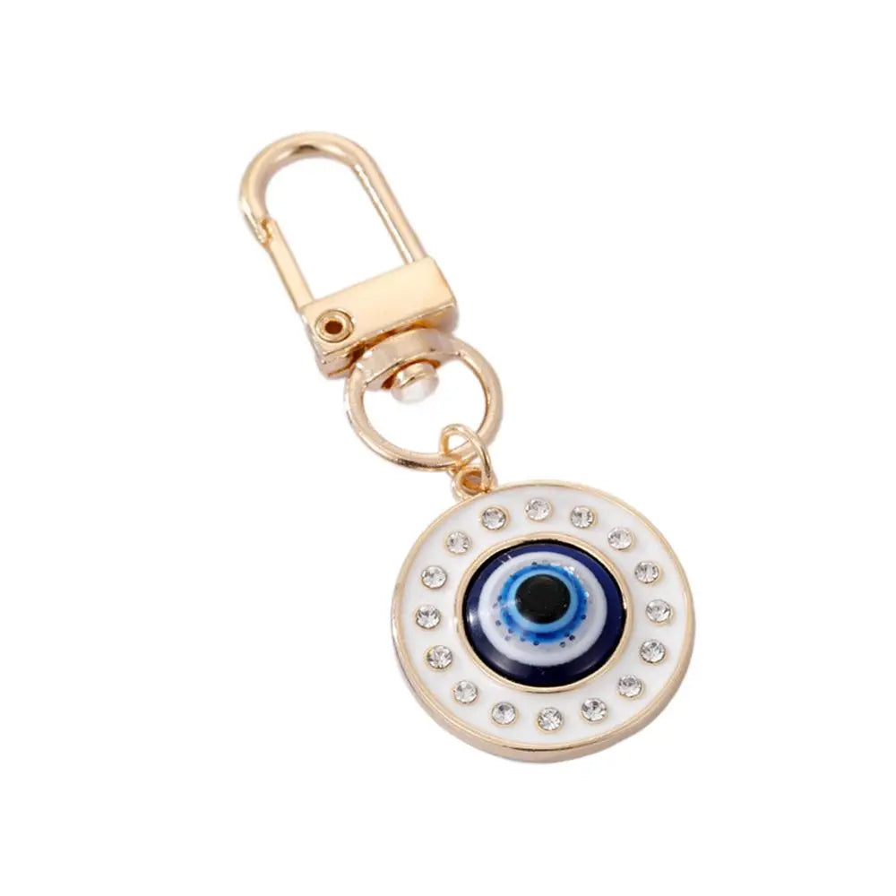 1Pcs Round Evil Eye Keychain Key Ring For Friends Couples Boho Blue Eye Bag Car Key Phone Charm Accessories Jewelry