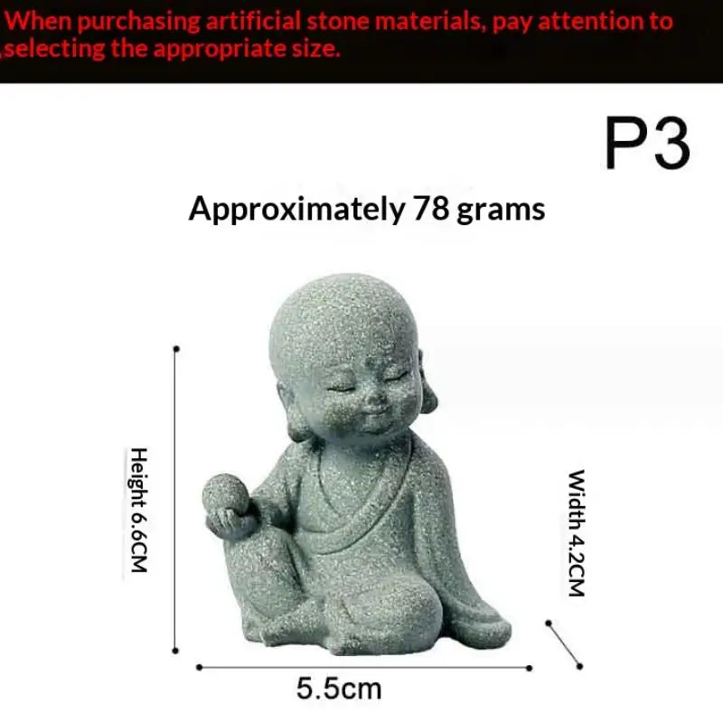 Cute Little Monk Buddha Statue Chinese Style Fish Tank Moss Landscaping Zen Garden Decoration Oriental Aesthetic