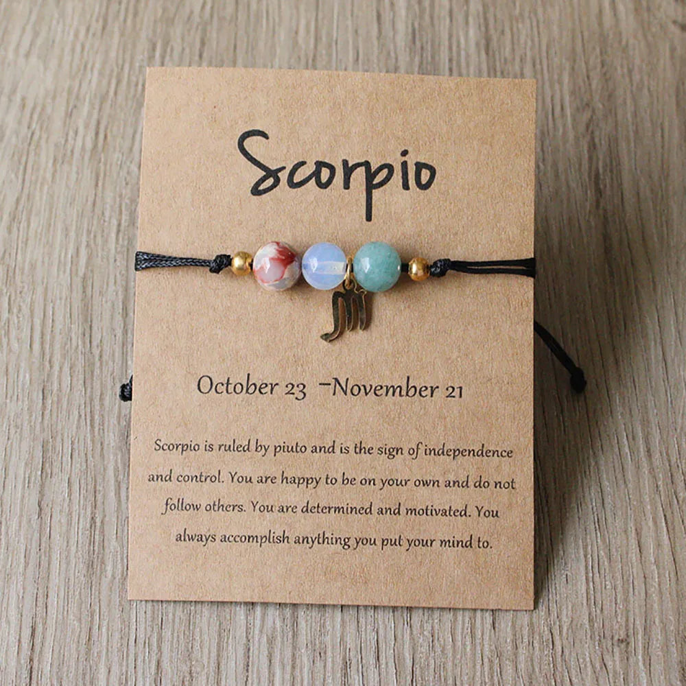US Aries Taurus Gemini Cancer Leo Virgo Libra Scorpio Sagittarius Capricorn Aquarius Pisces Gifts for Women Zodiac Bracelet