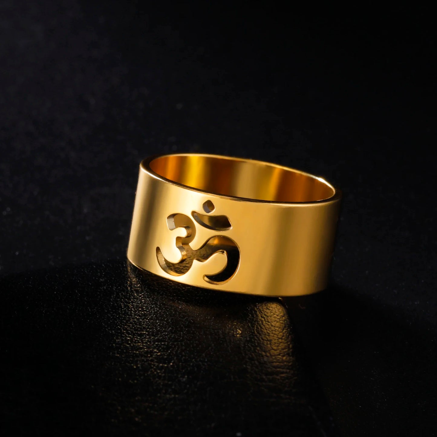 LIKGREAT Buddhism Indian Yoga Om Symbol Rings for Women Stainless Steel Supernatural Religious Talisman Amulet Jewelry Gifts New