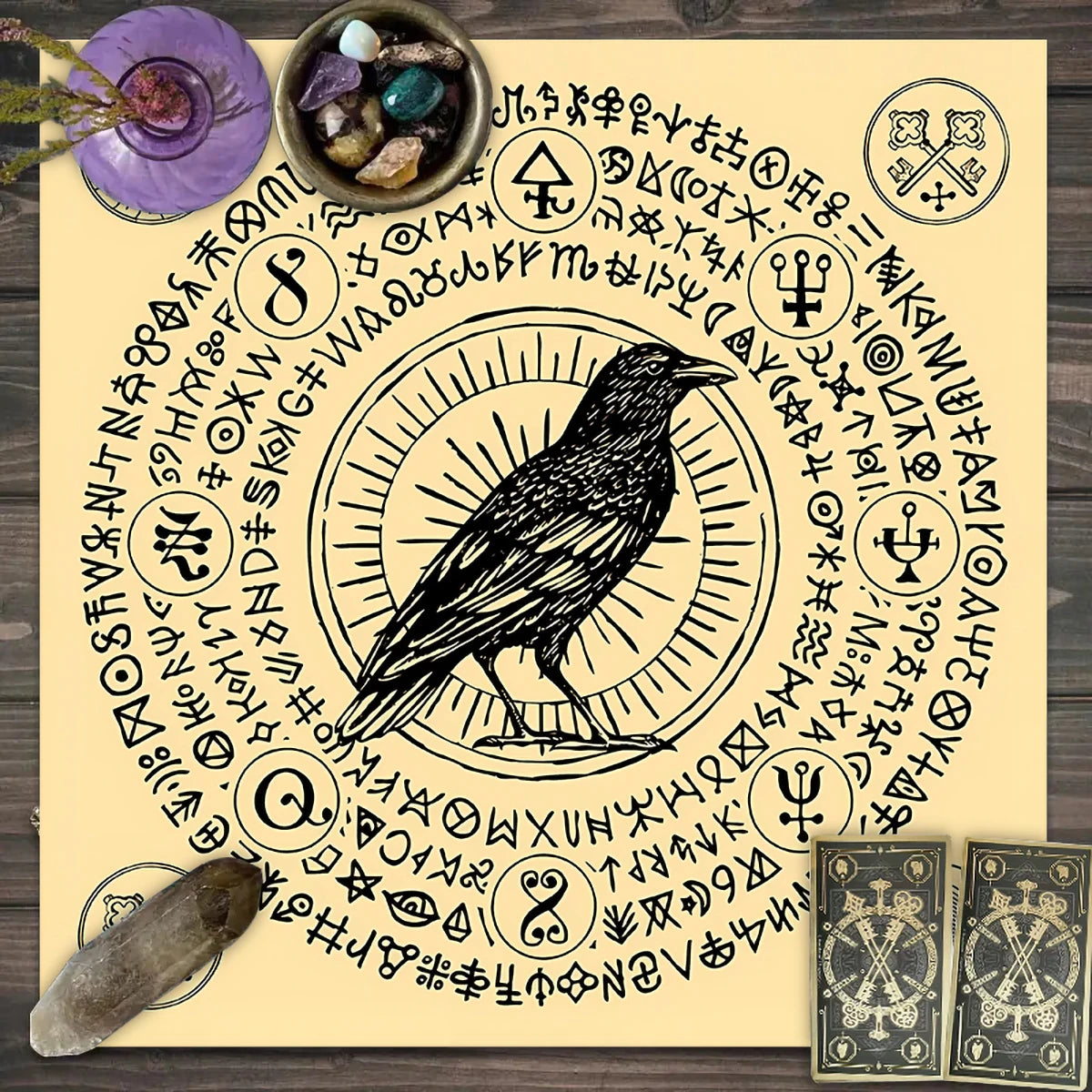 1pc Tarot card tablecloth, mysterious rune astrology altar cloth, witchcraft cabin decoration tablecloth, card game tablecloth