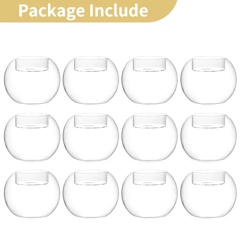 6/12Pcs Transparent Glass Candle Holder with LED Candles for Dining Home Table Centerpieces Valentine's Day Halloween