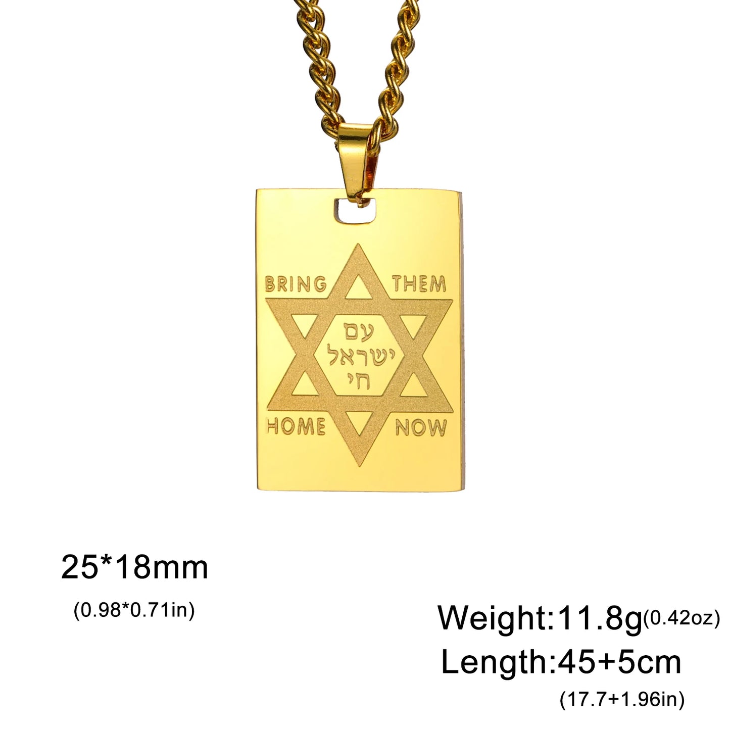LIKGREAT Hexagram IDF Symbol Necklace Women Men Star of David Chai Pendant Jewish Stainless Steel Jewelry