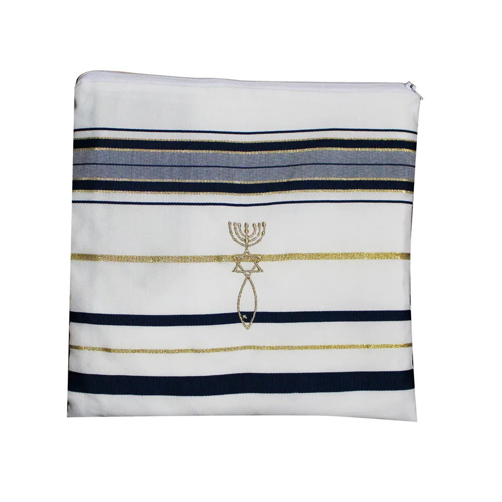 JKRISING Messianic Jewish Tallit Blue and Gold Prayer Shawl Talit and Talis Bag Prayer scarfs