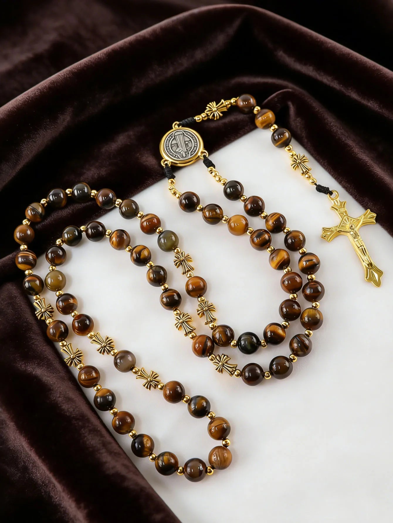 2026 new 1PCS handmade combination multi-color retro natural stone religious cross necklace jewelry suitable for various occasio